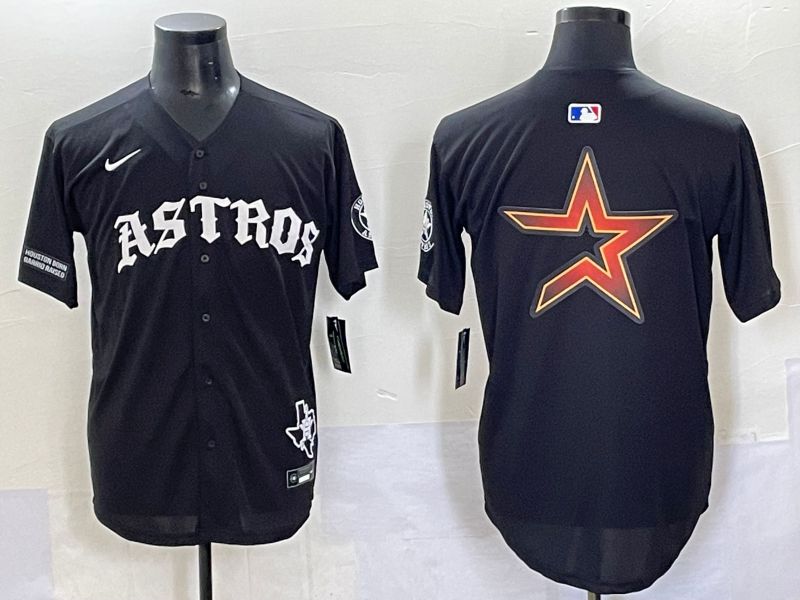 Men 2025 Houston Astros Blank Black Seven generations Joint Name Nike MLB Jersey style 17->houston astros->MLB Jersey